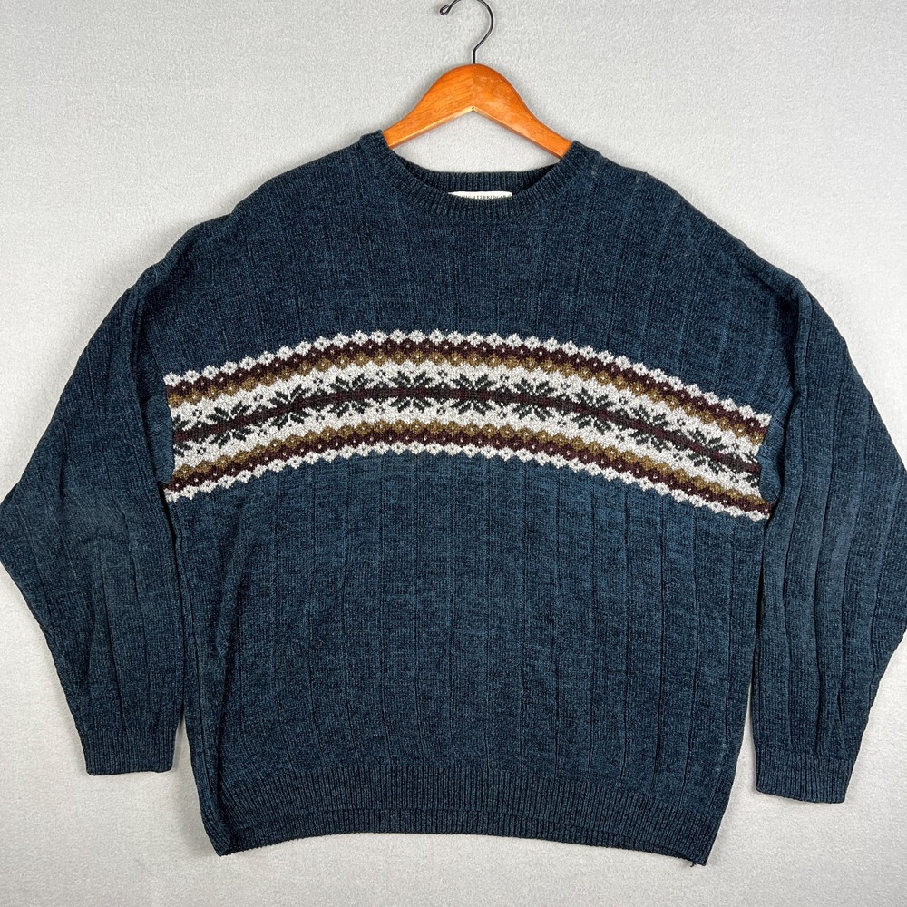 VTG Knightsbridge Sweater Mens XL Acrylic Rayon 1990s Korea Nordic Style